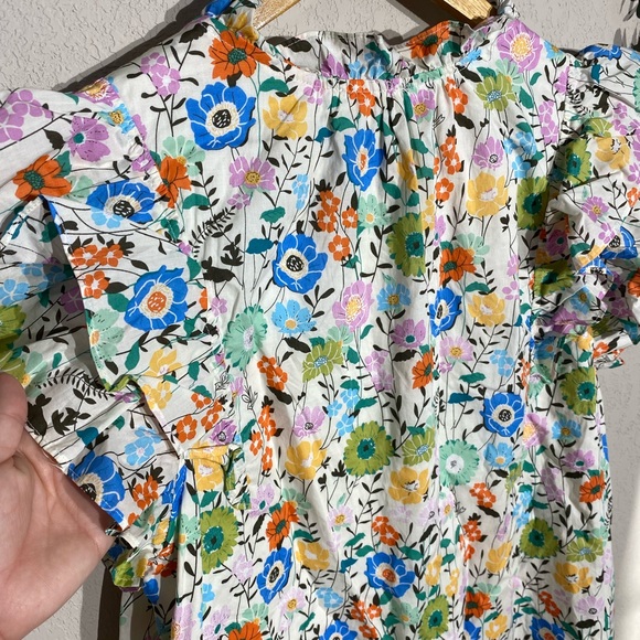 ENTRO boutique floral ruffle tiered mini dress Easter summer - Picture 9 of 10